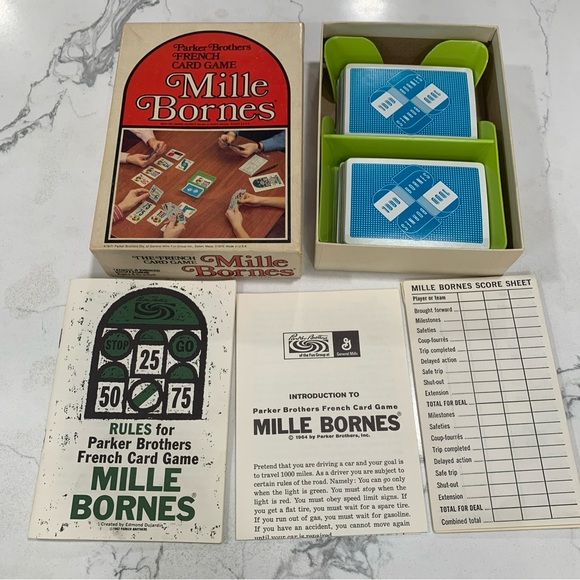 Mille Bornes French Card Game Parker Brothers 1971 Instructions Complete VTG - Picture 2 of 9